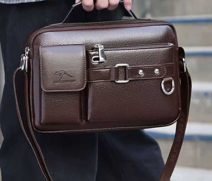 Shoulder Bag Men's Business Casual Versatile Practical Crossbody Bag Briefcase Large Capacity Multi-Compartment Portable Carry-On Bag