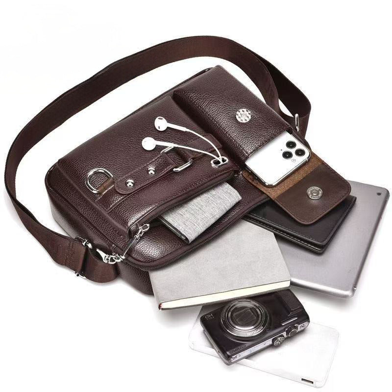 Shoulder Bag Men's Business Casual Versatile Practical Crossbody Bag Briefcase Large Capacity Multi-Compartment Portable Carry-On Bag