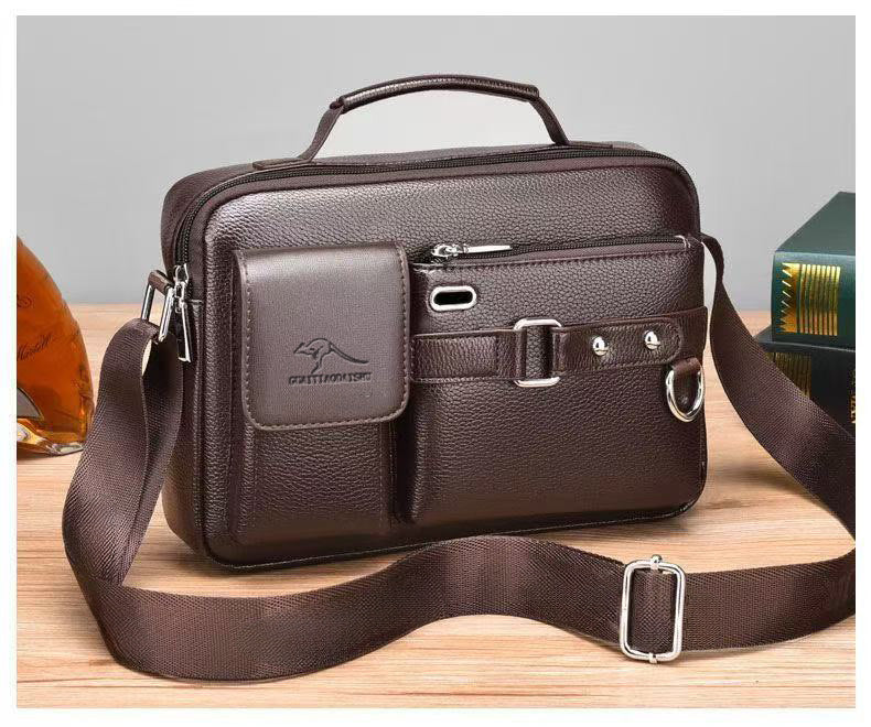 Shoulder Bag Men's Business Casual Versatile Practical Crossbody Bag Briefcase Large Capacity Multi-Compartment Portable Carry-On Bag