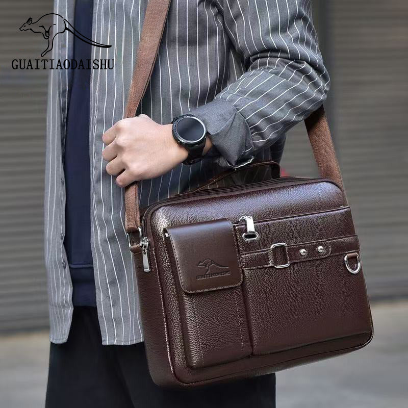 Shoulder Bag Men's Business Casual Versatile Practical Crossbody Bag Briefcase Large Capacity Multi-Compartment Portable Carry-On Bag