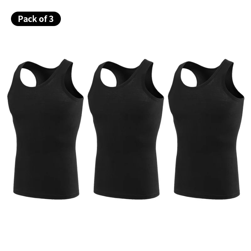1/3 pièces hommes quatre saisons couleur unie grande taille gilet confortable pur coton jeunesse sport et haut de fitness Base d'âge moyen T