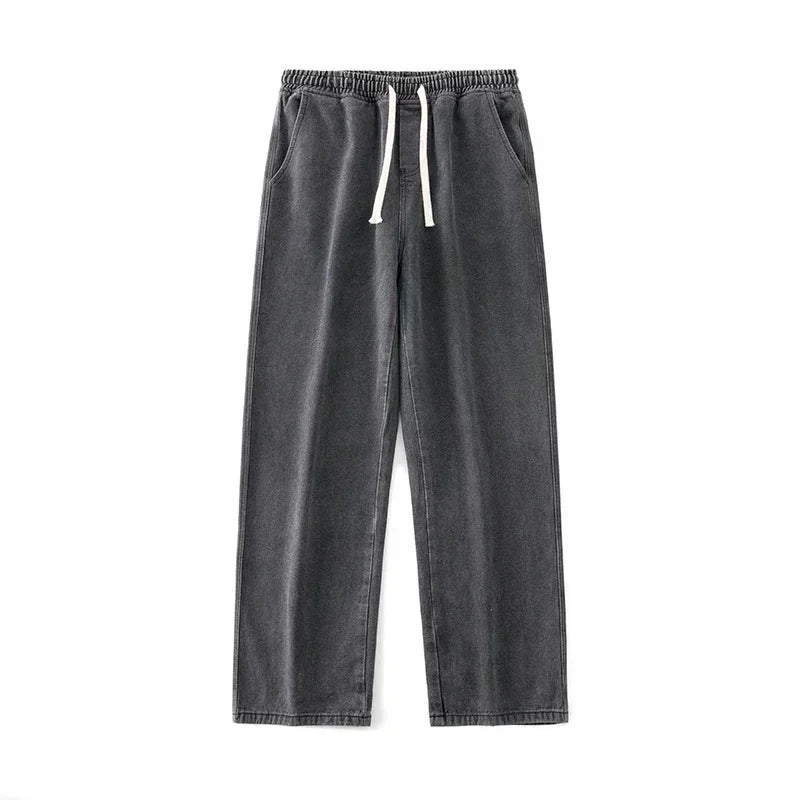 Nouveau Streetwear jean ample hommes Style coréen mode ample droit pantalon à jambes larges hommes marque vêtements noir bleu clair
