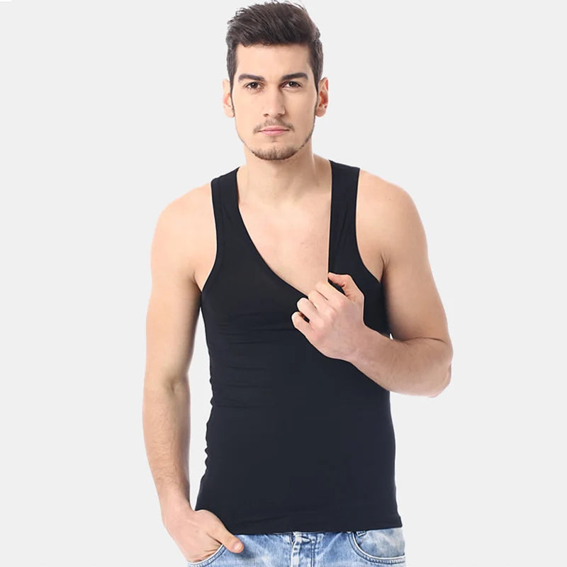 1/3 pièces hommes quatre saisons couleur unie grande taille gilet confortable pur coton jeunesse sport et haut de fitness Base d'âge moyen T