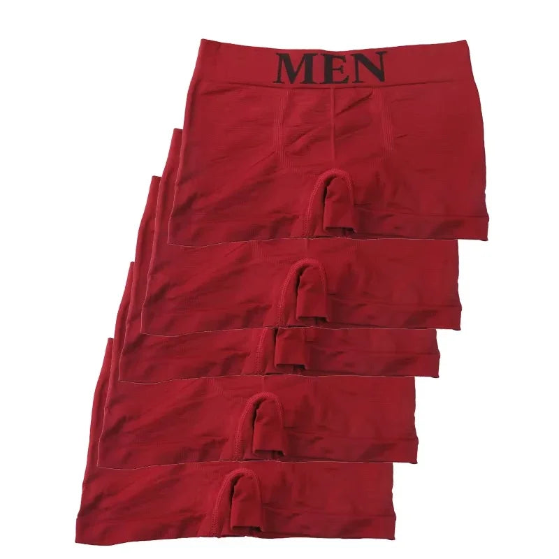 5 pièces Style mince hommes haute élastique couleur unie confortable Boxer slips culottes respirant collants
