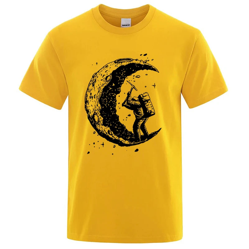Hommes de haute qualité 100% coton lune imprimer décontracté été Cool à manches courtes hommes t-shirt ample t-shirt hommes t-shirts hommes t-shirt hauts