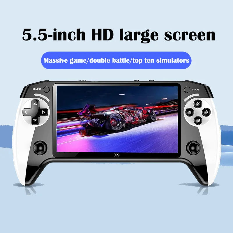 Console de jeu portable X9, écran HD de 5,5 pouces, plusieurs langues, vidéo d'arcade GBA rétro, 8 simulateurs avec 360 °   joysti antidérapant