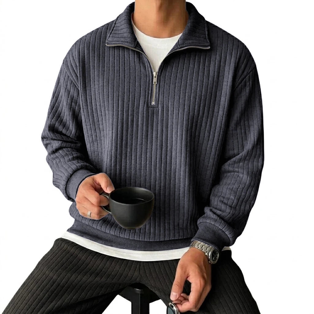 Sweat-shirts pour hommes à col zippé, pulls de luxe à rayures unies, sweats à capuche zippés, chemises zippées à col en V pour la gym, manteaux pour hommes à manches longues