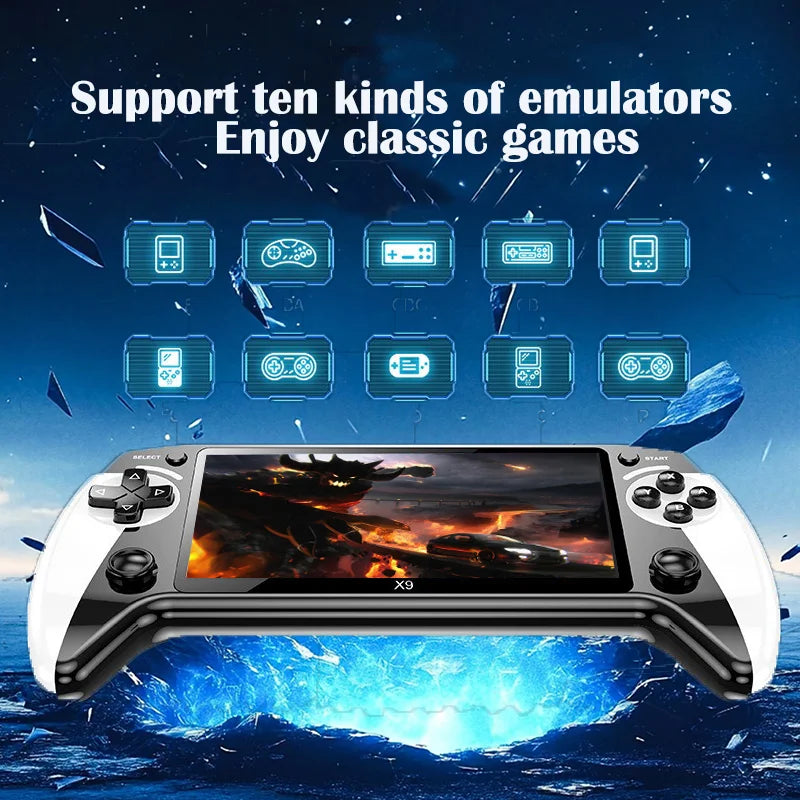 Console de jeu portable X9, écran HD de 5,5 pouces, plusieurs langues, vidéo d'arcade GBA rétro, 8 simulateurs avec 360 °   joysti antidérapant
