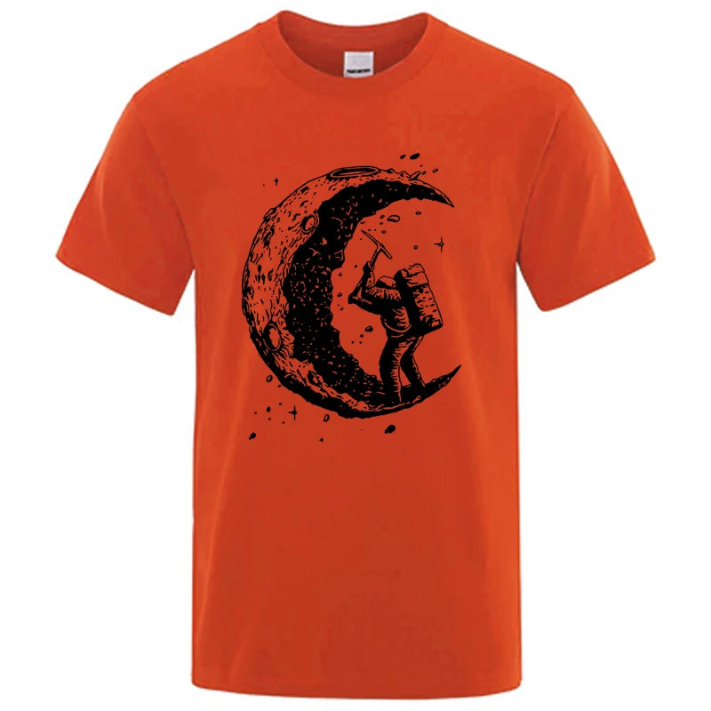 Hommes de haute qualité 100% coton lune imprimer décontracté été Cool à manches courtes hommes t-shirt ample t-shirt hommes t-shirts hommes t-shirt hauts