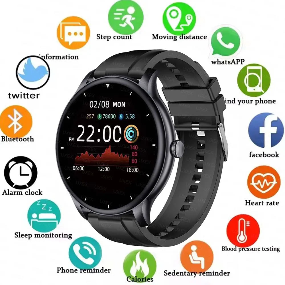 Nouvelle montre connectée Plus pour femmes et hommes, cadeau pour femmes, montre de sport et de fitness pour hommes, moniteur de fréquence cardiaque, montres connectées étanches pour Android et iOS