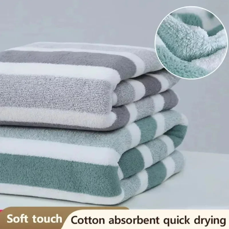 Ensemble de serviettes à motif rayé, serviettes de bain douces, séchage rapide, absorbantes