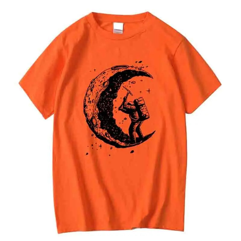 Hommes de haute qualité 100% coton lune imprimer décontracté été Cool à manches courtes hommes t-shirt ample t-shirt hommes t-shirts hommes t-shirt hauts