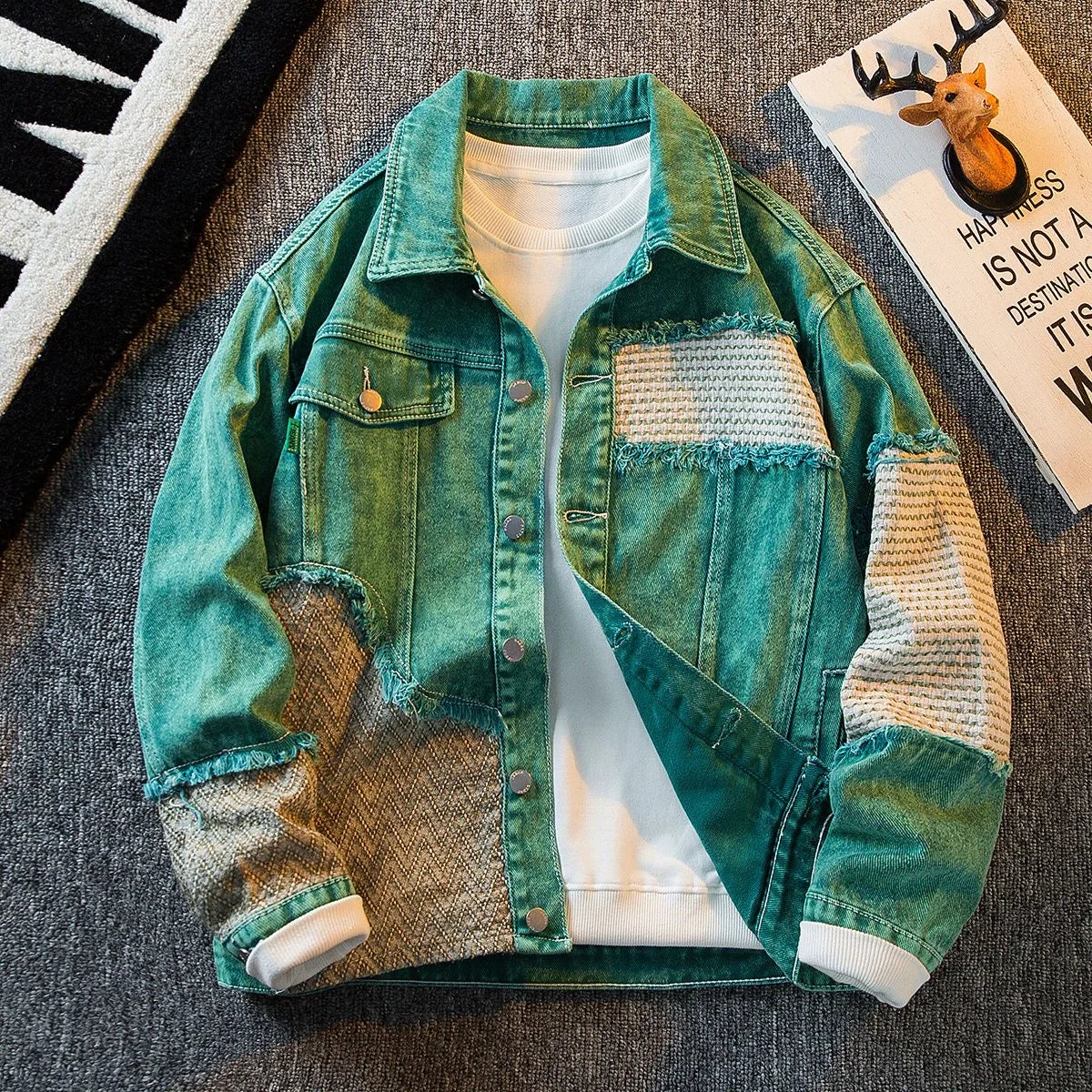 Veste en jean vintage pour homme, grande taille, décontractée, confortable, respirante, haute qualité, mode printemps et automne 2024