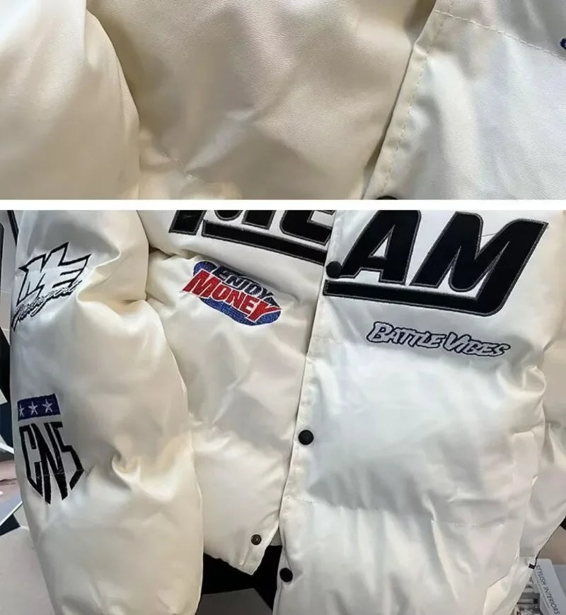 Hiver nouvelle mode lettre brodée pain vêtements dames Y2K gothique Hip Hop populaire décontracté Joker Couple coton rembourré veste