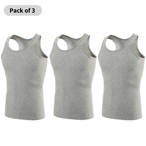 1/3 pièces hommes quatre saisons couleur unie grande taille gilet confortable pur coton jeunesse sport et haut de fitness Base d'âge moyen T