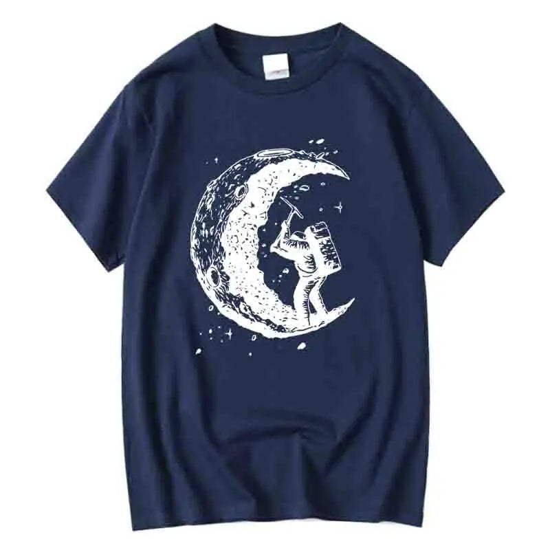 Hommes de haute qualité 100% coton lune imprimer décontracté été Cool à manches courtes hommes t-shirt ample t-shirt hommes t-shirts hommes t-shirt hauts