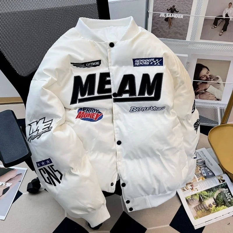 Hiver nouvelle mode lettre brodée pain vêtements dames Y2K gothique Hip Hop populaire décontracté Joker Couple coton rembourré veste