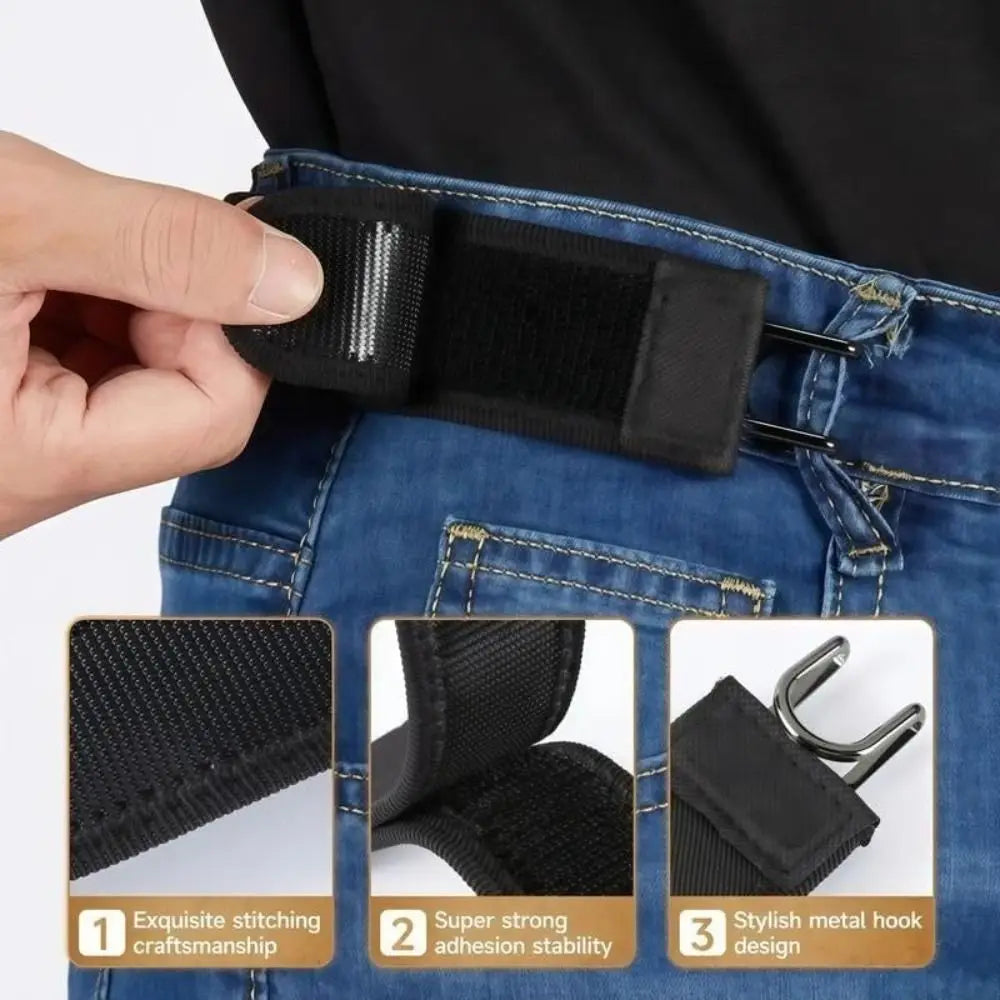 Nouvelle ceinture unisexe sans boucle, réglable, confortable, avec crochet métallique, ceinture élastique