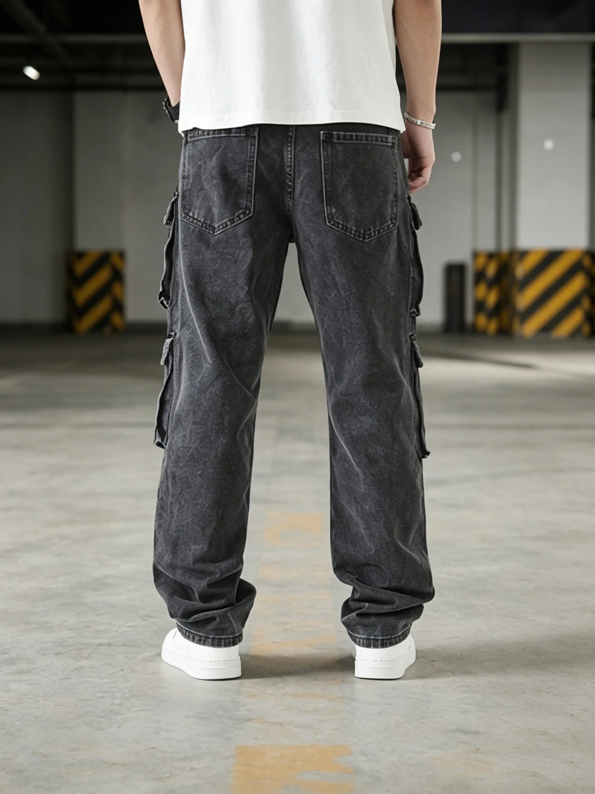 Jean Cargo Baggy Vintage pour Homme, Coupe Droite, Style Hip Hop, Multi-Poches, Jambe Large, Streetwear, Pantalon Cargo Ample