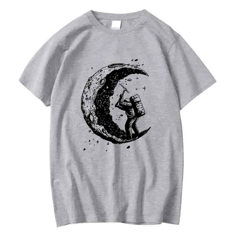 Hommes de haute qualité 100% coton lune imprimer décontracté été Cool à manches courtes hommes t-shirt ample t-shirt hommes t-shirts hommes t-shirt hauts