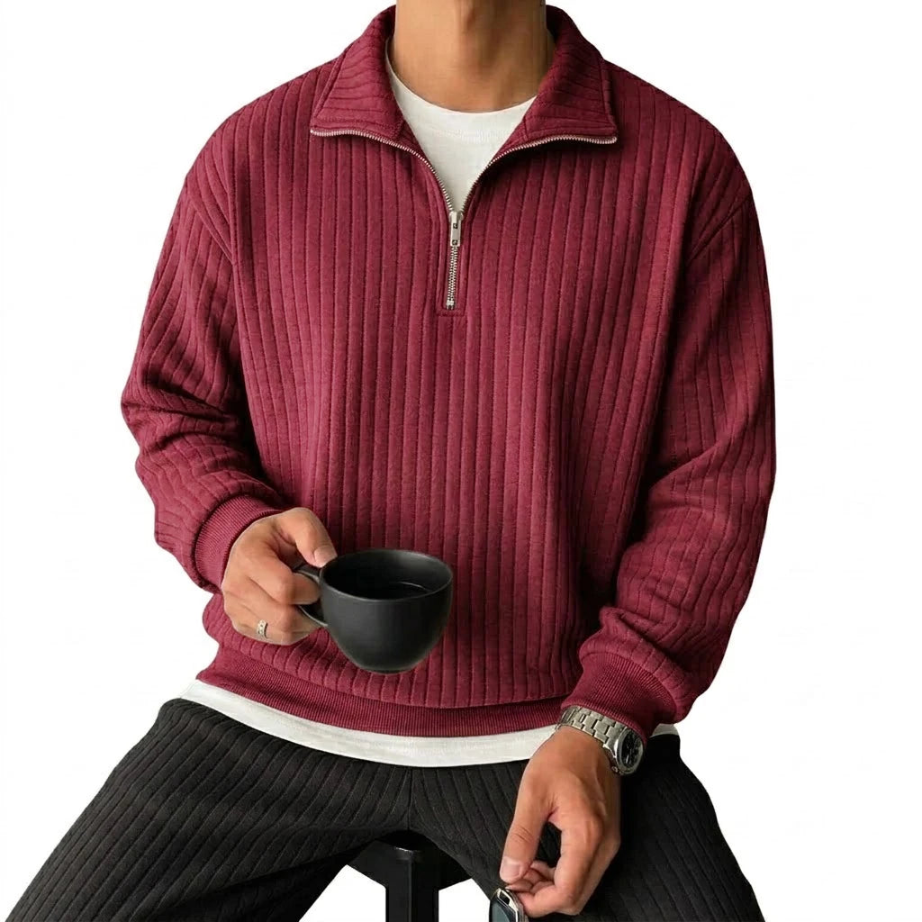 Sweat-shirts pour hommes à col zippé, pulls de luxe à rayures unies, sweats à capuche zippés, chemises zippées à col en V pour la gym, manteaux pour hommes à manches longues
