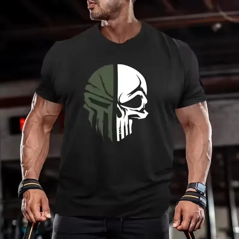 3D hommes t-shirt pour hommes imprimer militaire crâne t-shirt surdimensionné salle de sport à manches courtes vêtements de Sport hommes vêtements Sport top t-shirts