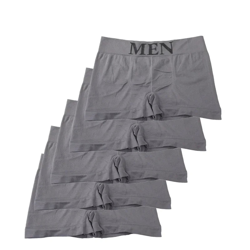5 pièces Style mince hommes haute élastique couleur unie confortable Boxer slips culottes respirant collants