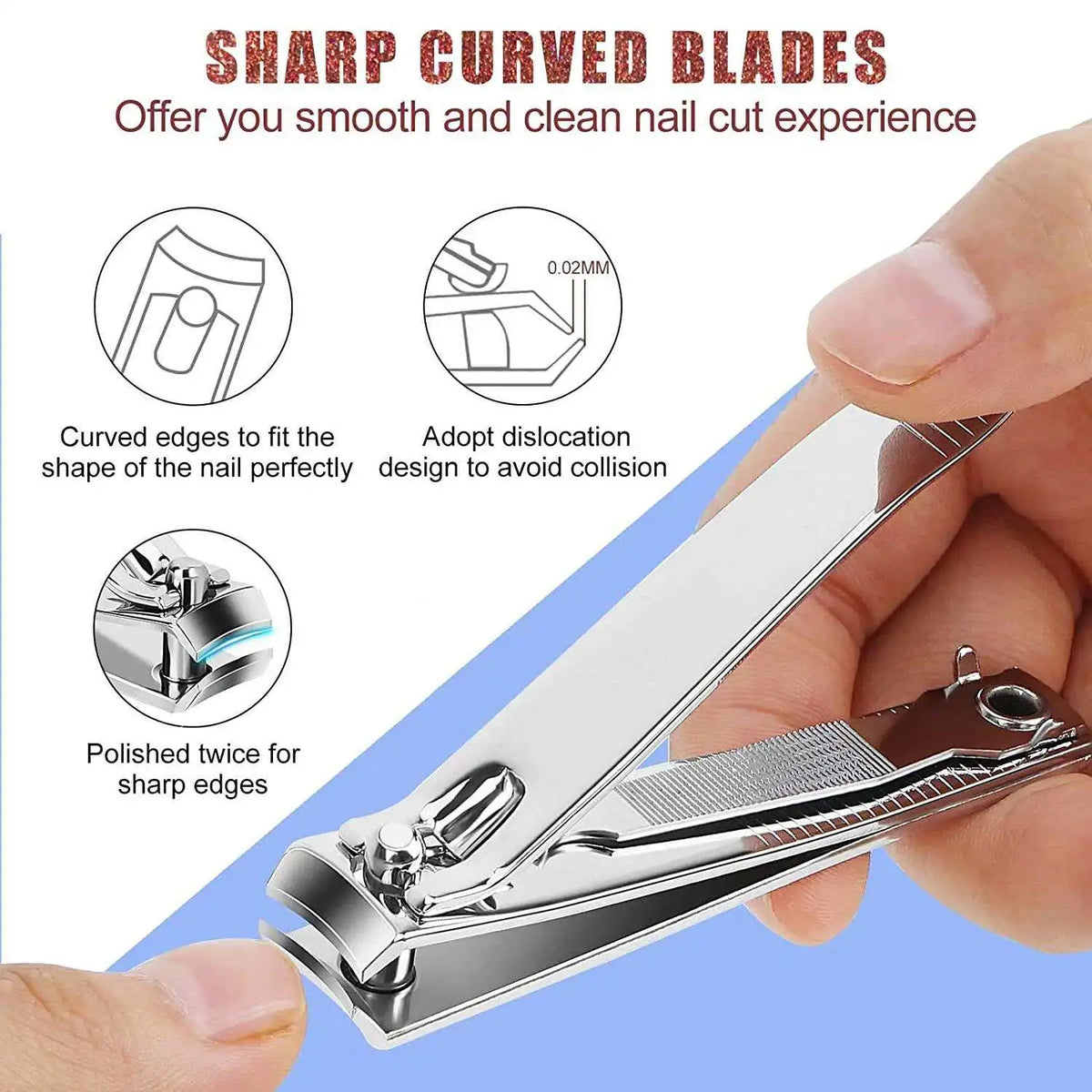 1/2 pièces coupe-ongles Premium en acier inoxydable coupe-ongles et orteils coupe-ongles coupe-ongles avec lime à ongles