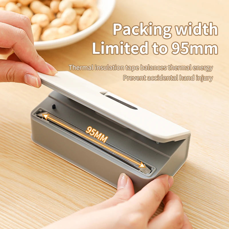 Mini scelleuse thermique pour sacs en plastique, machine de scellement thermique rechargeable, scelleuse portable pour emballages alimentaires, scelleuse à clip pour sacs.