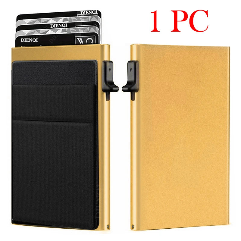 Carteras Choice-Porte-cartes de crédit Rfid pour hommes, mince, mini portefeuilles minimalistes, étui en métal de luxe, porte-cartes d'identité bancaires