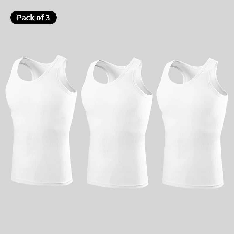 1/3 pièces hommes quatre saisons couleur unie grande taille gilet confortable pur coton jeunesse sport et haut de fitness Base d'âge moyen T