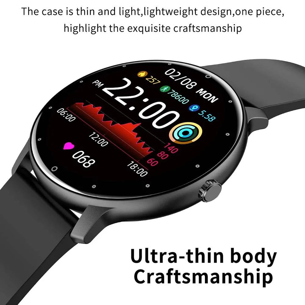 Nouvelle montre connectée Plus pour femmes et hommes, cadeau pour femmes, montre de sport et de fitness pour hommes, moniteur de fréquence cardiaque, montres connectées étanches pour Android et iOS