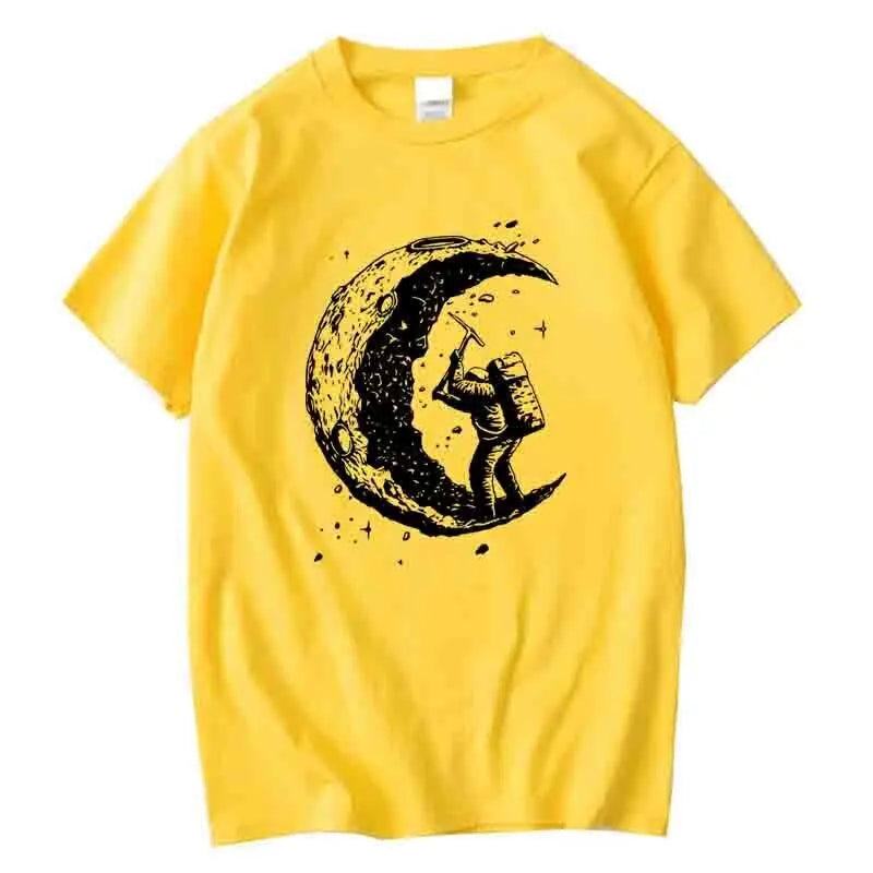 Hommes de haute qualité 100% coton lune imprimer décontracté été Cool à manches courtes hommes t-shirt ample t-shirt hommes t-shirts hommes t-shirt hauts