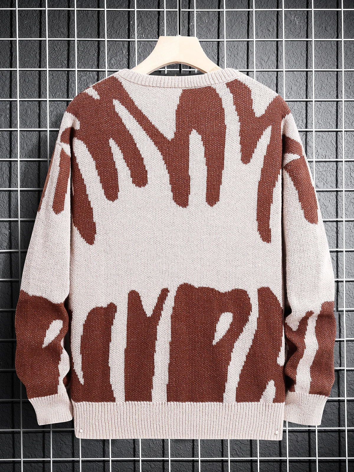 Pull à col rond à motif jacquard irrégulier pour hommes, pull décontracté, document d'abonnés, populaire, nouveau, automne, hiver