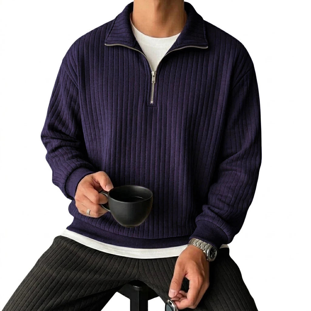 Sweat-shirts pour hommes à col zippé, pulls de luxe à rayures unies, sweats à capuche zippés, chemises zippées à col en V pour la gym, manteaux pour hommes à manches longues