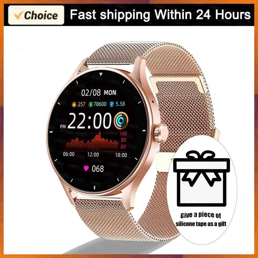Nouvelle montre connectée Plus pour femmes et hommes, cadeau pour femmes, montre de sport et de fitness pour hommes, moniteur de fréquence cardiaque, montres connectées étanches pour Android et iOS