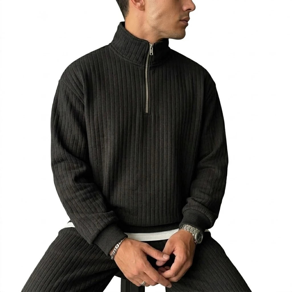 Sweat-shirts pour hommes à col zippé, pulls de luxe à rayures unies, sweats à capuche zippés, chemises zippées à col en V pour la gym, manteaux pour hommes à manches longues