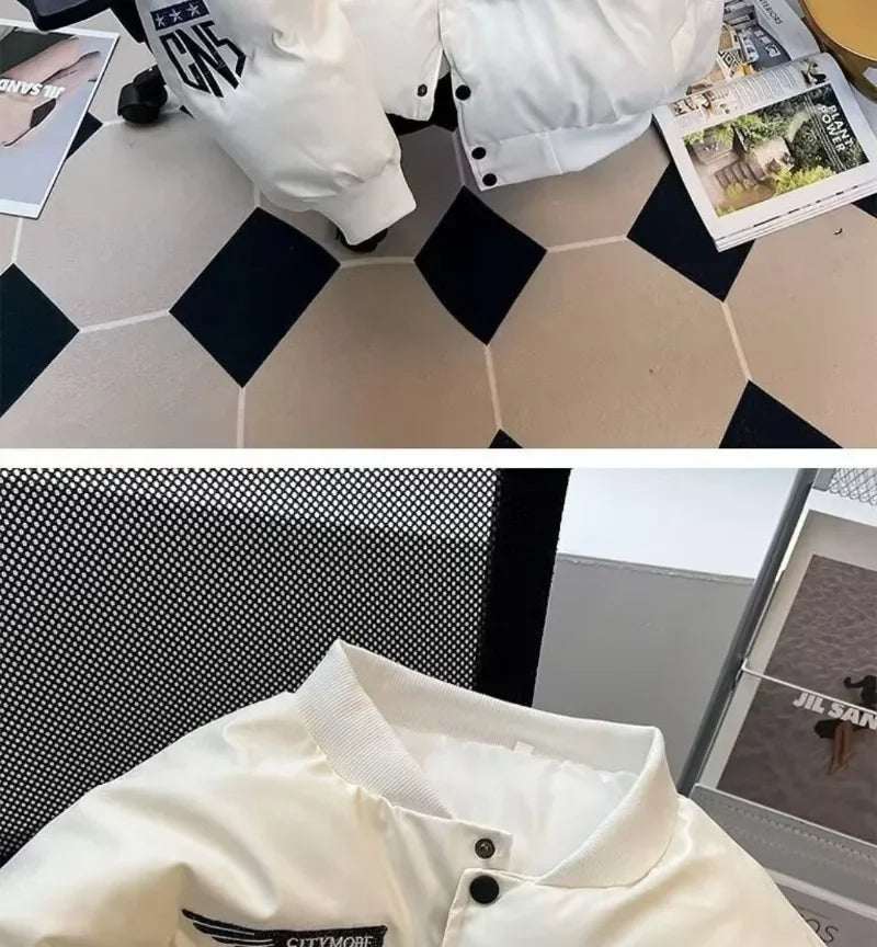 Hiver nouvelle mode lettre brodée pain vêtements dames Y2K gothique Hip Hop populaire décontracté Joker Couple coton rembourré veste