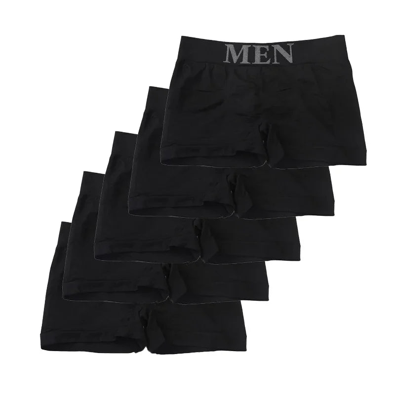 5 pièces Style mince hommes haute élastique couleur unie confortable Boxer slips culottes respirant collants