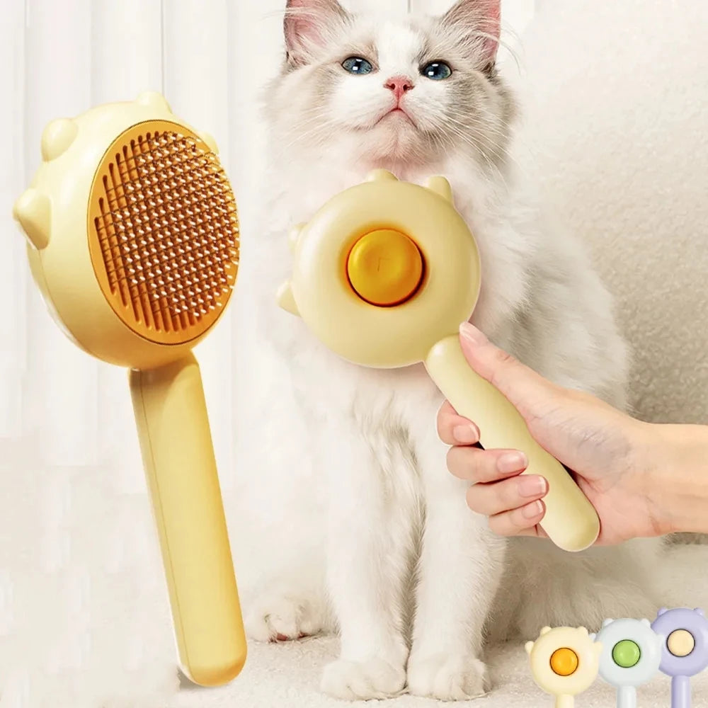 Brosse d'épilation pour animaux de compagnie, brosse trancheuse pour chat, peigne de toilettage, autonettoyant, Massage des chiens, aiguille à particules, fournitures de toilettage pour chiens et chats