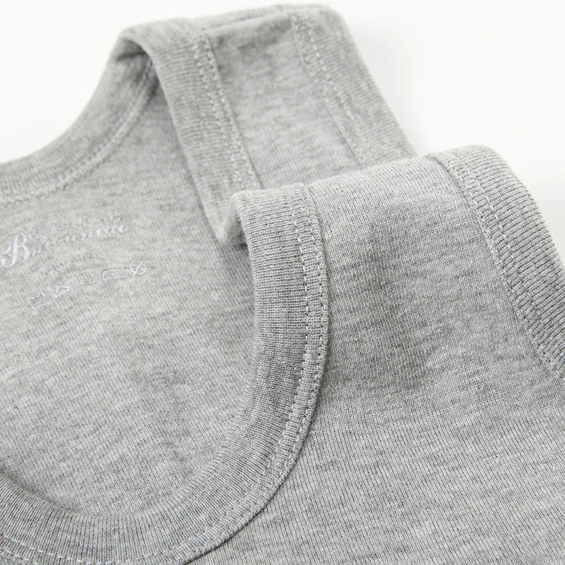 1/3 pièces hommes quatre saisons couleur unie grande taille gilet confortable pur coton jeunesse sport et haut de fitness Base d'âge moyen T