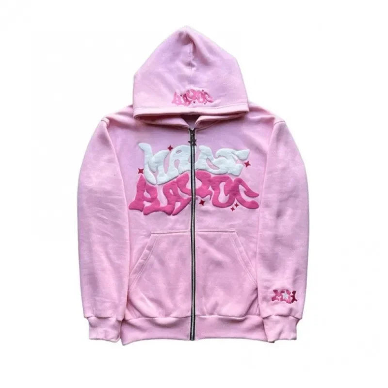 Sweat-shirt à capuche zippé en polaire imprimé, style européen et américain, pour hommes et femmes, haut de sport décontracté et multifonctionnel, collection 2026