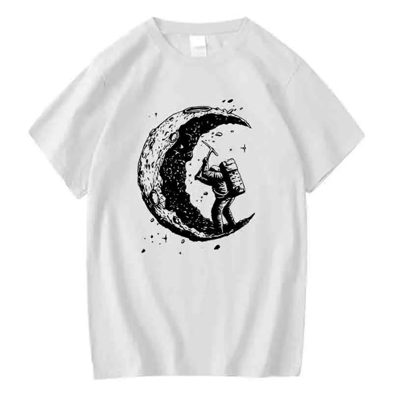 Hommes de haute qualité 100% coton lune imprimer décontracté été Cool à manches courtes hommes t-shirt ample t-shirt hommes t-shirts hommes t-shirt hauts