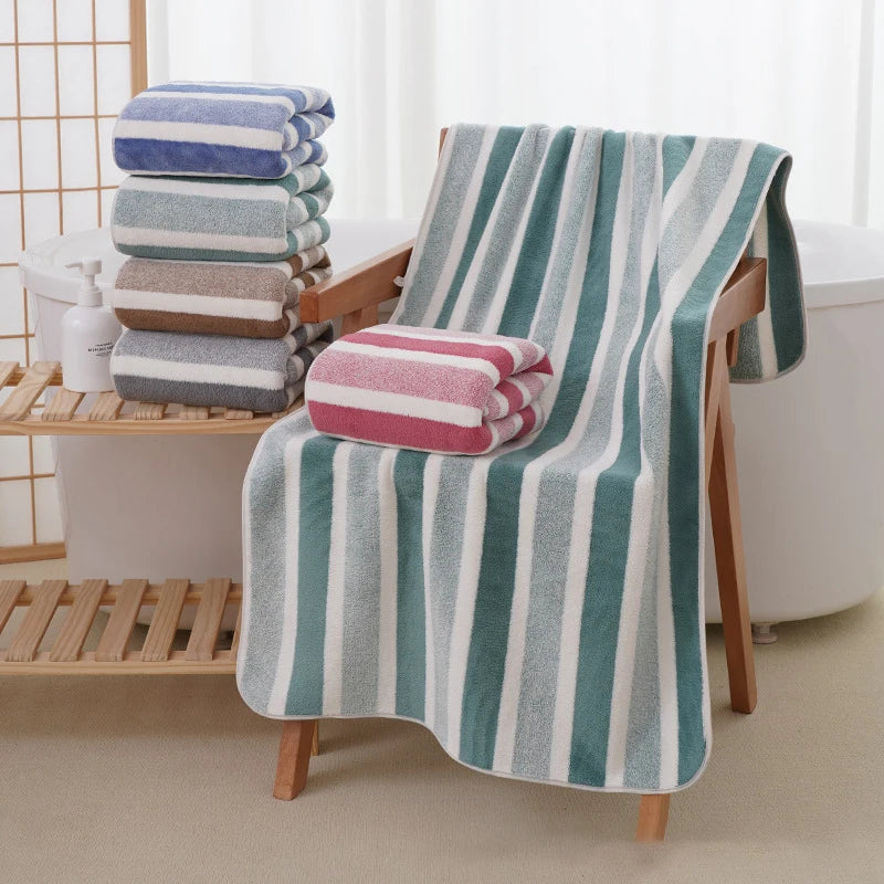 Ensemble de serviettes à motif rayé, serviettes de bain douces, séchage rapide, absorbantes