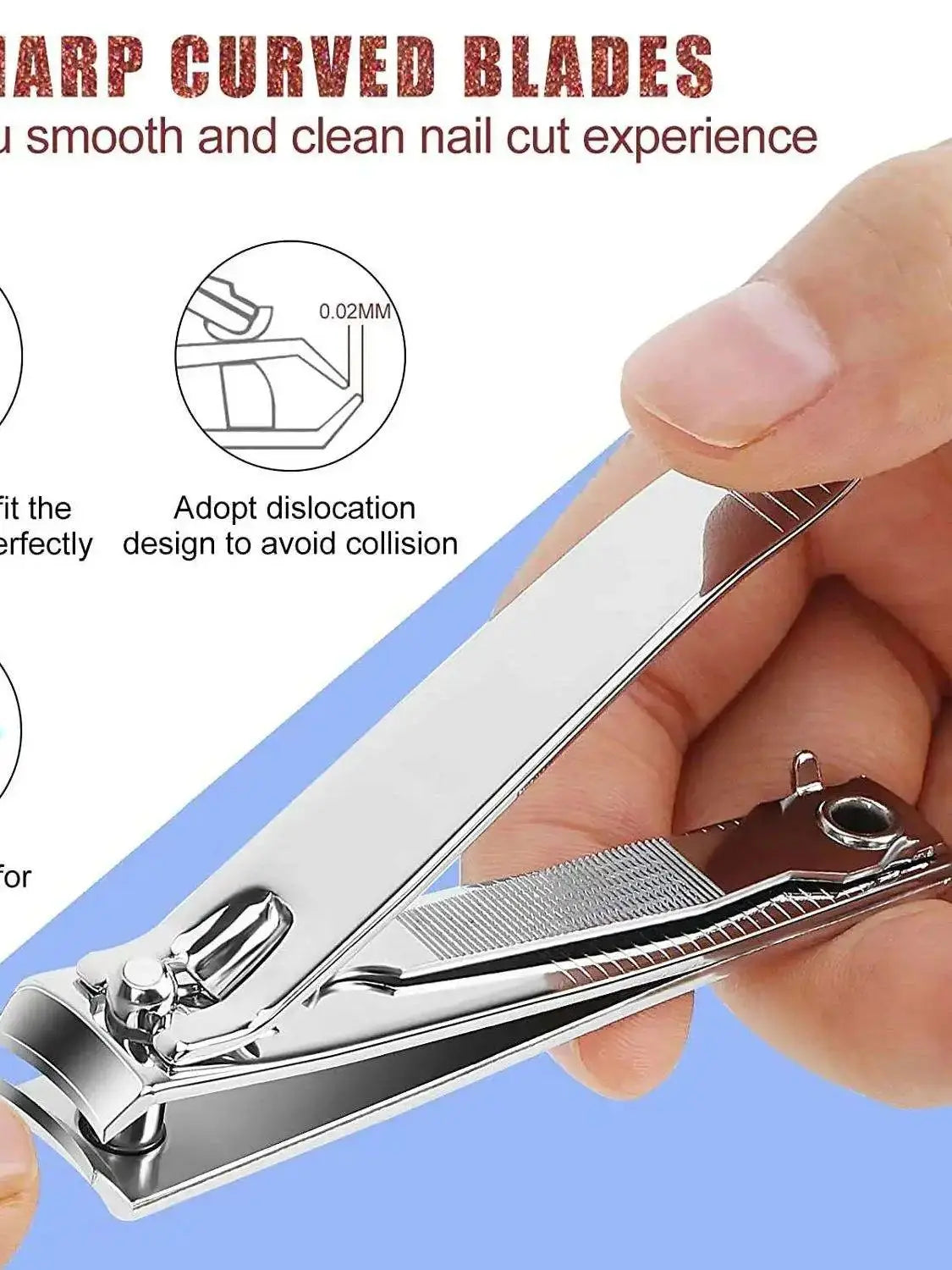 1/2 pièces coupe-ongles Premium en acier inoxydable coupe-ongles et orteils coupe-ongles coupe-ongles avec lime à ongles