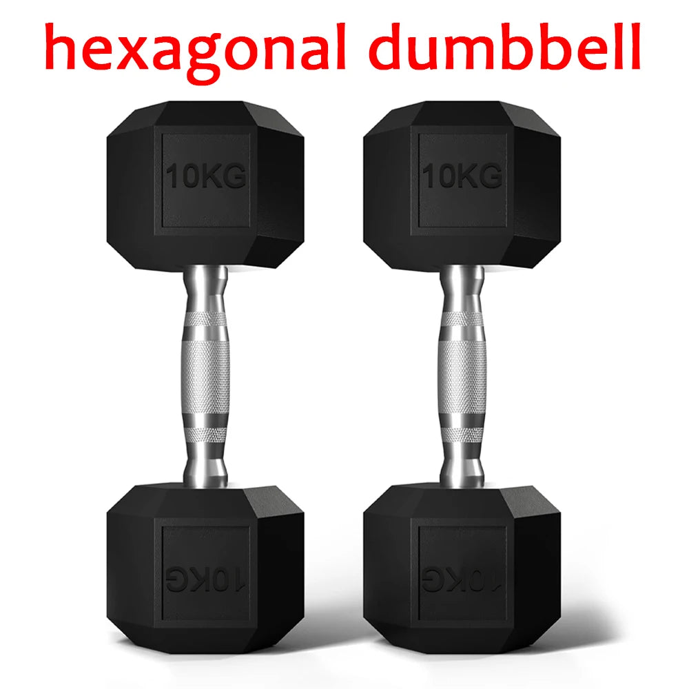 Haltères hexagonaux de 10 kg (paire), matériau recouvert de PVC, adaptés aux passionnés de fitness pour développer la masse musculaire et améliorer la force de tout le corps, équipement de fitness à domicile, cadeau i