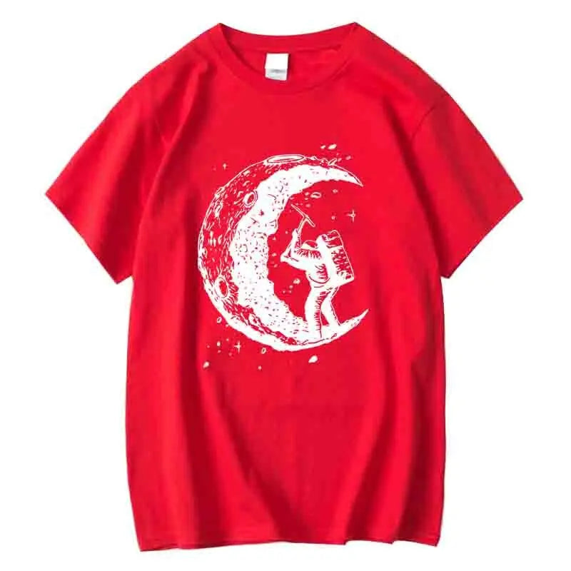 Hommes de haute qualité 100% coton lune imprimer décontracté été Cool à manches courtes hommes t-shirt ample t-shirt hommes t-shirts hommes t-shirt hauts