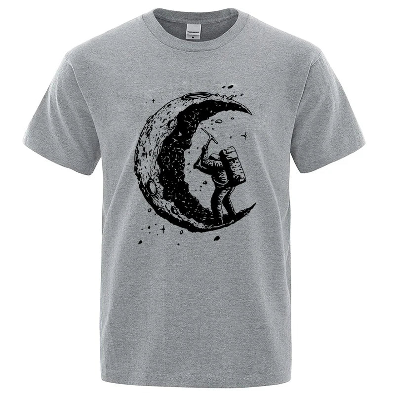 Hommes de haute qualité 100% coton lune imprimer décontracté été Cool à manches courtes hommes t-shirt ample t-shirt hommes t-shirts hommes t-shirt hauts