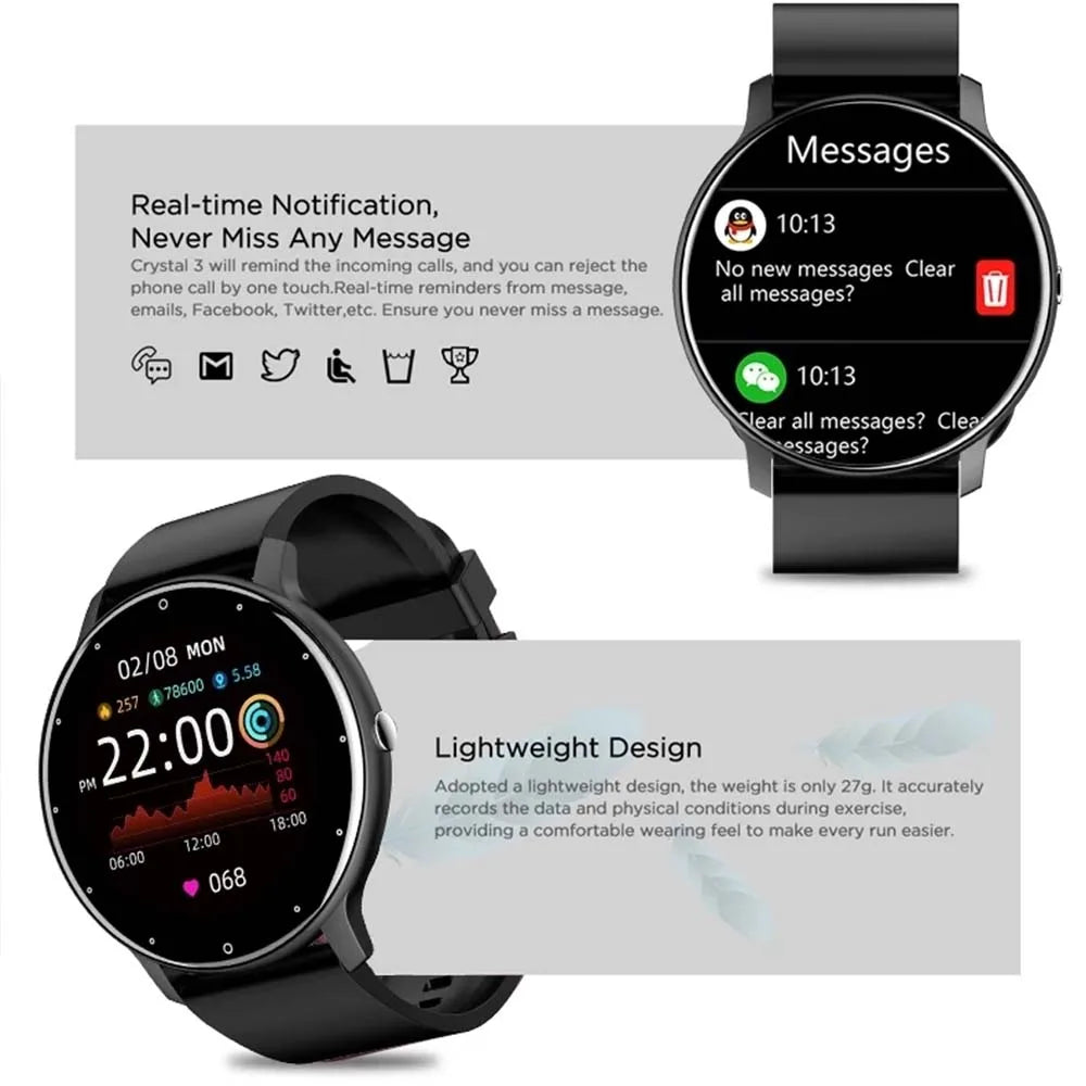 Nouvelle montre connectée Plus pour femmes et hommes, cadeau pour femmes, montre de sport et de fitness pour hommes, moniteur de fréquence cardiaque, montres connectées étanches pour Android et iOS