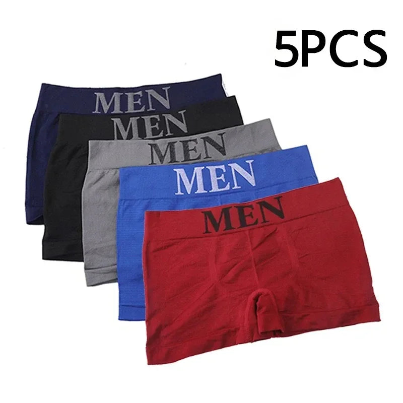 5 pièces Style mince hommes haute élastique couleur unie confortable Boxer slips culottes respirant collants